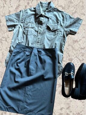 Italian Wool Pinstripe Pencil Skirt (Vitale Barberis Canonico Fabric)